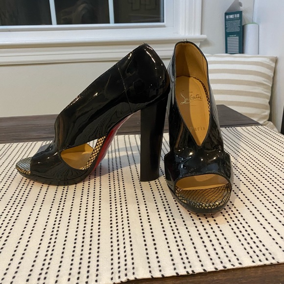 Christian Louboutin Black Block Heel - Sexy! - Picture 2 of 3